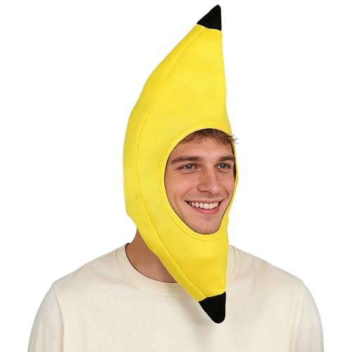 GYIOFAI Sombrero de plátano, divertido sombrero amarillo de plátano, sombreros de cosplay novedosos para hombres y mujeres, disfraz de fiesta temática, accesorio de disfraz de disfraces, para