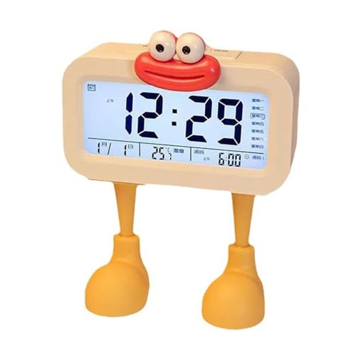 Ldbuejiaja Reloj despertador de dibujos animados de labios de salchicha con soporte estable, funciona con pilas, pantalla LCD, luz nocturna, reloj de escritorio, decoración del hogar