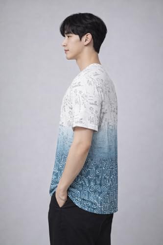 Image of London Hills Men's Cotton Printed Ombre Gradient T-Shirt | Loose Fit Casual Wear | Short Sleeve Crew Neck | Soft Breathable Fabric for Daily & Streetwear Use