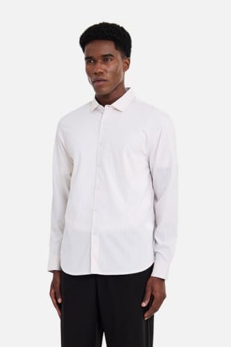 Image of SNITCH Men Formal Shirt for Office & Smart Casual | Regular Fit Spread Collar Vertical Pinstripes | Breathable Cotton Blend Stretch Full Sleeve Button Shirt