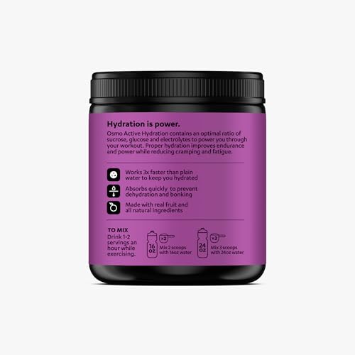 Image of Osmo Active Hydration Electrolyte Powder (20 Servings) - Includes Sodium, Magnesium, Potassium, Carbs & Vitamins, Cane Sugar - All Natural, 3X Faster Hydration, Boosts Power & Endurance, Black Berry