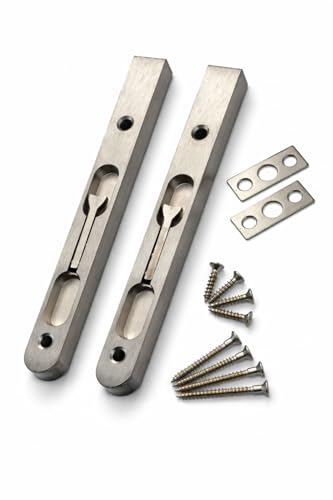 7 Inch Satin Nickel Metal Flush Bolt for Double Door Flush Bolt for Wooden Astragals French Door Hardware Set with Flip Lever Includes Plates and Screws Door Flush Bolt for Inactive Panel