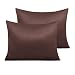 NTBAY Zippered Satin Pillowcases, Super Soft and Luxury Standard Pillow Cases Set of 2, 20 x 26 Inches, Chocolate