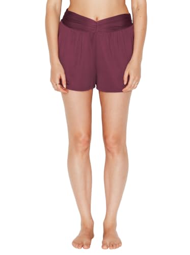 Short Bordeaux JOA Femme short en jean stretch taille haute chic