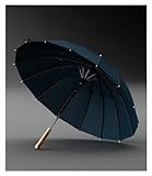 LUTFI Stick Umbrellas Elegant Retro Wooden Handle Umbrella 16 Bone Straight Long Handle for Business and Golf Gifts Fashion (Color : C)