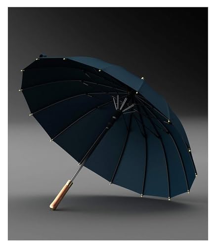 LUTFI Stick Umbrellas Elegant Retro Wooden Handle Umbrella 16 Bone Straight Long Handle for Business and Golf Gifts Fashion (Color : C)