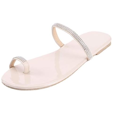 Sandals for Women Casual Summer Wedge White Sandals Jelly Sandals for Women, Women's Sandals Crystal Roman Flat Slippers Casual Shoes Beach Sandals 5 Cover
