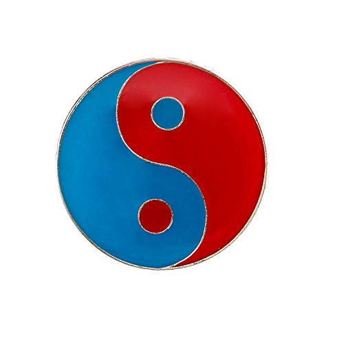Yin and Yang Lapel Pin - Yin Yang - Balancing Life (Blue and Red)