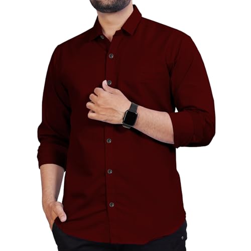 Image of Univibe Men's Slim Fit Full Sleeve Spread Collar Cotton Blend Shirt for Men and Boys