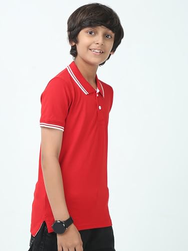 Image of Cotton Polo T-Shirt for Kids Boys Girls Half Sleeve, Regular Fit Tees for Boys Collared Casual Tshirts | Soft & Breathable Biowash Fabric | Half Sleeve