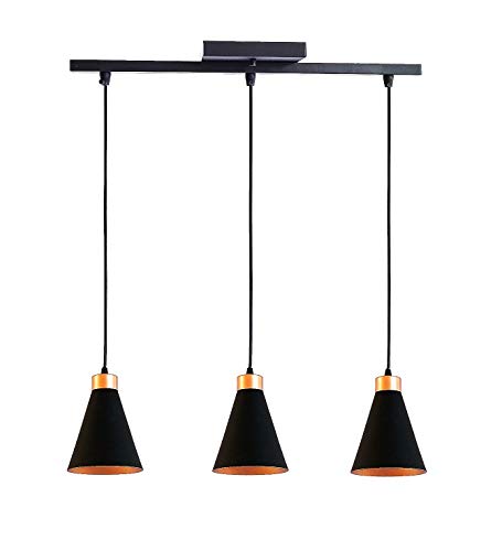 Pendente Eros Trilho/3 Emalustres Preto/Cobre