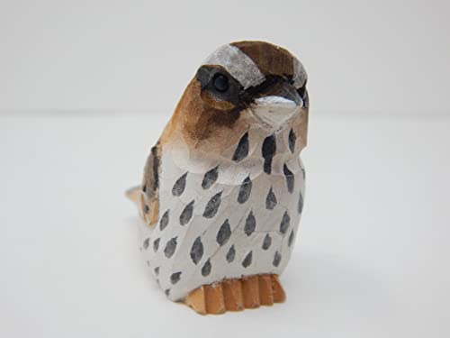 Figura de Gorrión Tallada a Mano en Madera miniatura 3