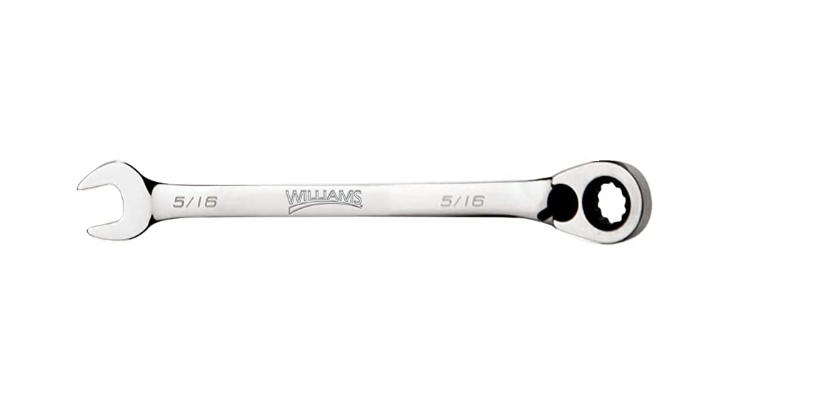 Williams JHW1210RC Reversible Ratcheting 12 Point SAE Combination Wrench, with High Polish Chrome Finish - 5/16-Inch
