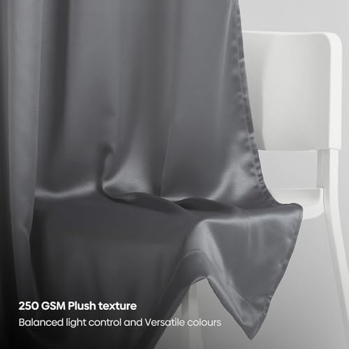 Image of Rivermoor 5 Feet Blackout Curtains Set of 1 | Solid Window Curtain for Living Room & Bedroom | Grey | 80% Room Darkening | 250 GSM | Acrylic Eyelet | 114 x 152 cm