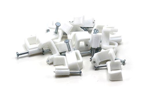 The Cimple Co - Dual, Twin, Or Siamese Coaxial Cable Clips, Cat6, Electrical Wire Cable Clip, 1/2 In Nail Clip And Fastener, White (10 Pieces Per Bag) #TOP1