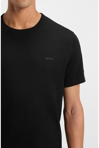 BOSS Hommes Tegood T-Shirt en Coton flammé avec détail logoté