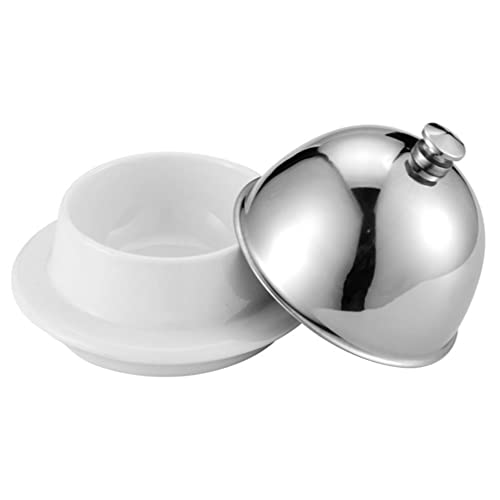 HEMOTON Dish Small Dessert Tray with Lid Dessert Bowls Microwave Safe Bowls with Lids Dinner Plates Stainless Steel Butter Plate Cheese French Butter Relish Plate Bell Jar Glass Ceramics