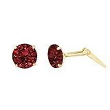 9ct Yellow Gold 5mm Garnet Cubic Zirconia CZ Andralok stud earrings/Gift box