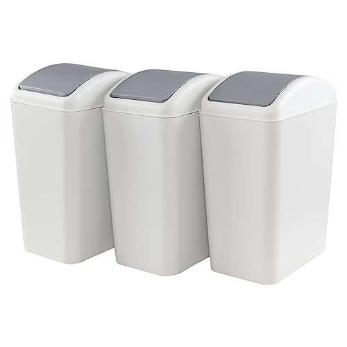 Caneca de basura plástica rectangular con tapa basculante 4.5 galones 3 pack