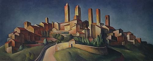 Cuadro abstracto de San Gimignano por Alexander Kanoldt para un salón elegante