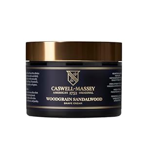 Caswell-Massey Heritage Woodgrain Sandalwood Shave Cream, Natural Men’s Shaving Cream for Smooth Beard Shaving, Soothing for Sensitive Skin, USA Made, 8 Fl Oz