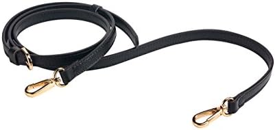 Live Up Full Grain Genuine Cow Leather Adjustable Replacement Strap for Cross Body Bag Purse, 43-51 inch Gold Hardware (Black)