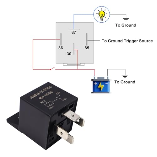 HISports HISports 5 Stück 12V 40A Auto Relais,JD2912-1H-12VDC,4PIN KFZ Relais SPST für Auto LKW Boot Van Motorrad,Umschaltrelais Wechselrelais - Zusatzansicht 4 | Relais