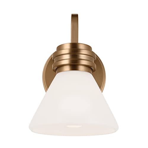 Image of Kichler Farum 9.5 Inch 1 Light Wall Sconce with Opal Glass in Champagne Bronze, for Fireplace, Kitchen, Bedroom, Hallway, or Vanity, (7.25 inch W x 9.5 inch H), 55153CPZ