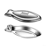 Platos de acero inoxidable con forma de pez, bandejas de metal resistentes al calor para servir alimentos calientes, adecuadas para eventos y uso diario (S con tapa)