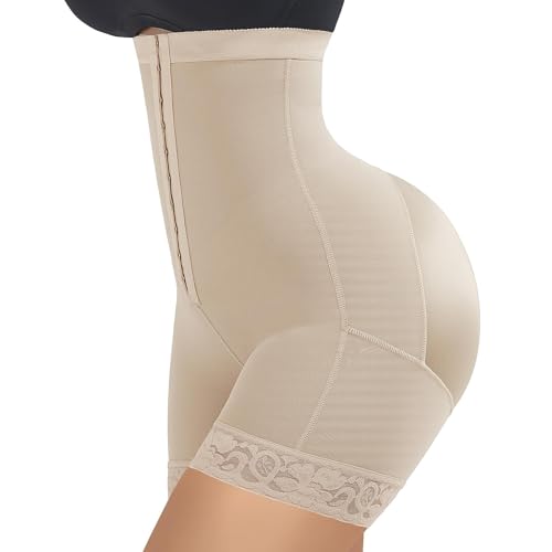 FeelinGirl High Waist Shapewear Tummy Control Butt Lifting Shorts Faja Body Shaper Fajas Colombianas Moldeadoras Beige S
