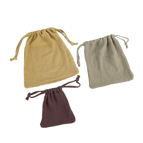 3つのソフトコットンドローストリングオーガナイザーポーチ布貯蔵バッグベビー用エッセンシャルストレージとトラベルアクセサリー弾性閉鎖ベビー用品オーガナイザー