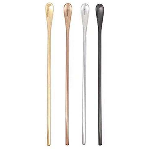 AIIIGOU　Coffee Stir Sticks - Stainless Steel Swizzle Stirrer Sticks, Cocktail Spoons Tea Spoons With Long Handle with 4 Colors Cover