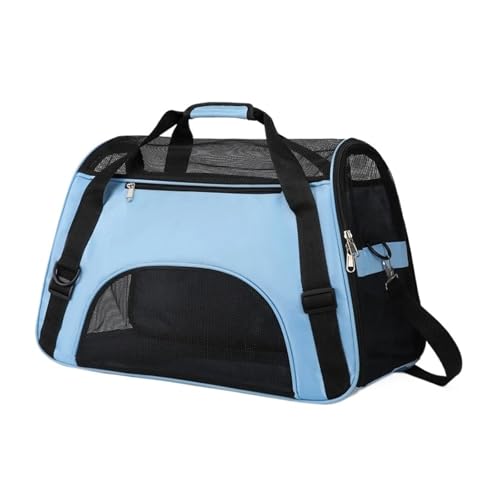 ITKXRVJZM Pet Bag Cat Dog Carrier Soft-Sided Pet Travel Carrier Breathable Mesh Small Dog Cat Outdoor Tent Carrier Outgoing Pets Handbag Portable(Blue,M 48x23x27cm)