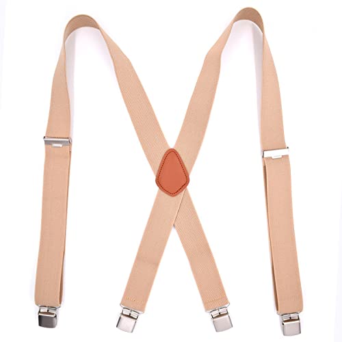 Clips porte-jarretelles homme beige, sangle réglable 2,5x120 cm, cadeau père