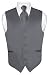 Men's Dress Vest NeckTie Set CHARCOAL GREY Neck Tie for Suit or Tuxedo