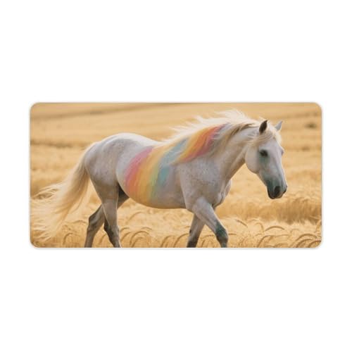 Desk Pad Protector 24x12 Inch Extended Rainbow Horse miniatura 5