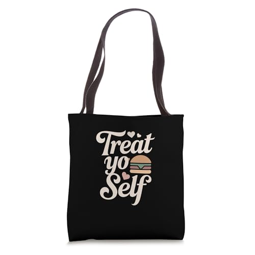 Treat Yo Self Funny Parks Rec Recreation Hamburger Tote Bag