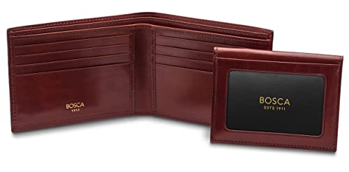 Bosca Men's Leather Wallet with Removable ID Passcase - Bifold Wallet for Men With 8 Card Slots, Premium Hand-Stained Leather With Gift Packaging, Dark Brown4