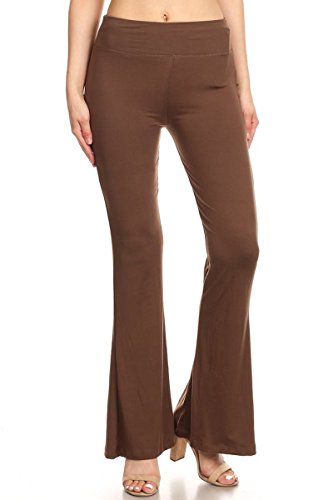 Image of Leggings Depot Women's High Waisted Wide Leg Palazzo Pants Solid & Prints | Buttery Peachskin, Drawstring, High Waist, No See-Through, Work, Lounge, Casual