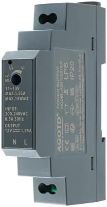 AGOTD DIN Rail Power Supply 15 W, 12 V, 1.25 A DIN Rail Power Supply, DIN Rail Power Supply 12 V Transformer for DIN Rails