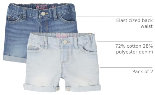The Children's Place baby girls The Children's Place and Toddler Roll Cuff Denim Midi Casual Shorts, Becca Wash-2 Pack, 2T US - image 4
