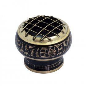 Native Spirit Räucherschale Räuchergefäß Messing Schwarz räuchern mit Kohle 5,5 x 5 cm