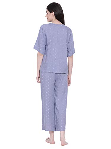 Image of Clovia Women's Cotton Print Me Pretty Button Me Up Shirt & Pyjama