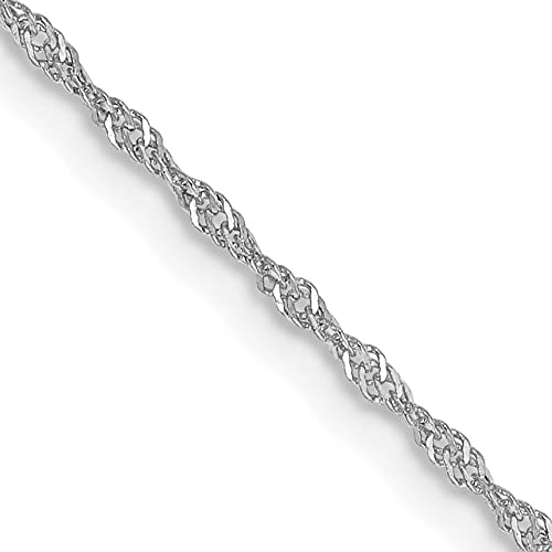 IceCarats 14K Solid White Gold 1.10mm Singapore Chain Necklace2