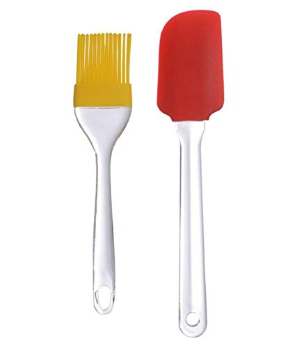 LMR3 Spatula and Pastry Silicon Oil Brush Set for Cooking (18 cms) -Set of 2