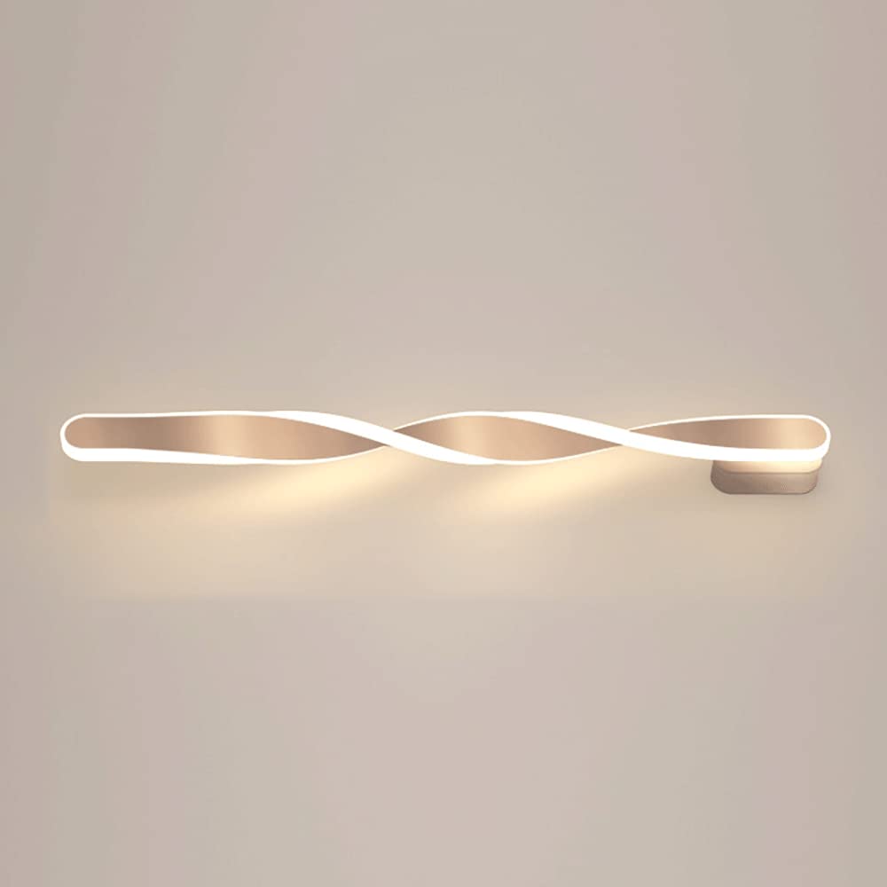 MESOVFCA Ultra-Thin Spiral LED Wall Light - Stylish Metal Long Strip Sconce White Silicone Shade for Home and Office(Gold,70CM)