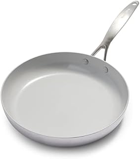 GreenPan Venice Pro Tri-Ply Stainless Steel Healthy Ceramic Nonstick 28 cm Frying Pan Skillet, PFAS-Free, Multi Clad, Induction, Oven Safe, Silver