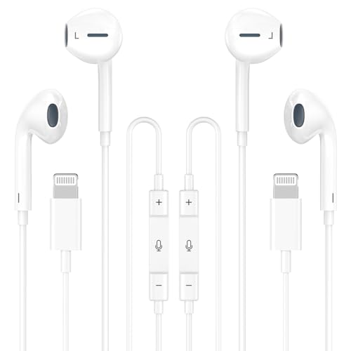 Lightning�R�l�N�^�t��iPhone�C���z���p�L���w�b�h�t�H�� 2�p�b�N �����}�C�N&�{�����[���R���g���[�� HiFi�X�e���I�m�W�[���_�N�V���� �C���C���[�C���z�� iPhone 14/13/12/11/XR/XS/X�v���O�A���h�v���C�Ή�