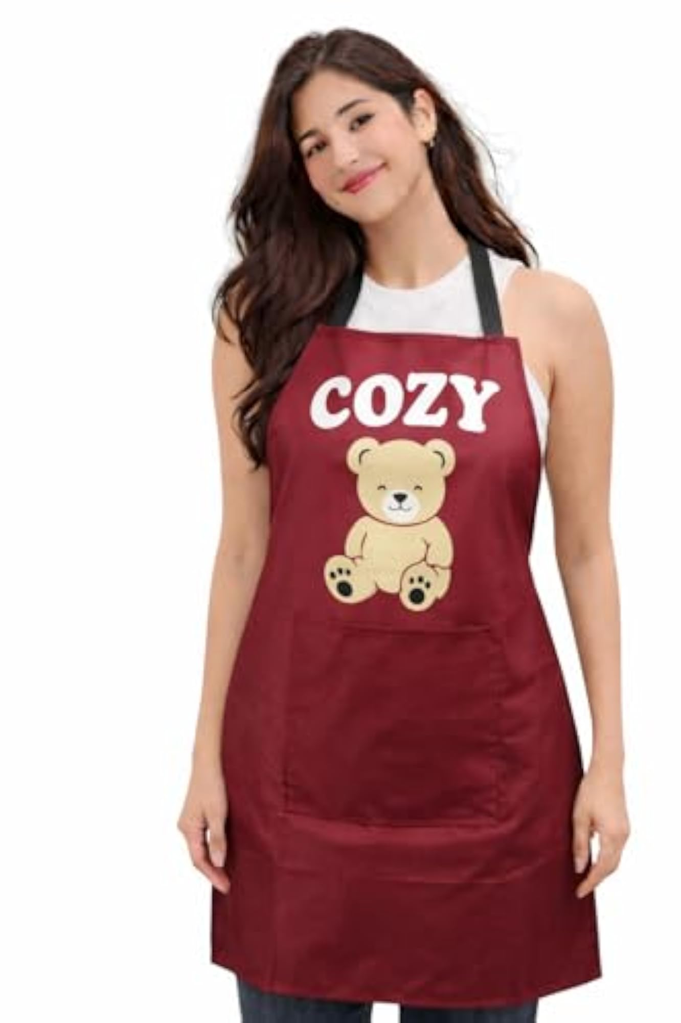 Cozy Teddy Bear Print Kitchen Apron, Cute Design