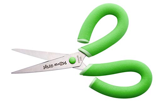 It's Academic Pillow Grips 8-Inch Scissors with Comfort Handles, Plain Blade, Green